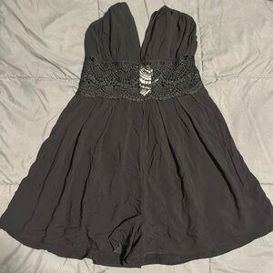 Flare romper with lace mid and back